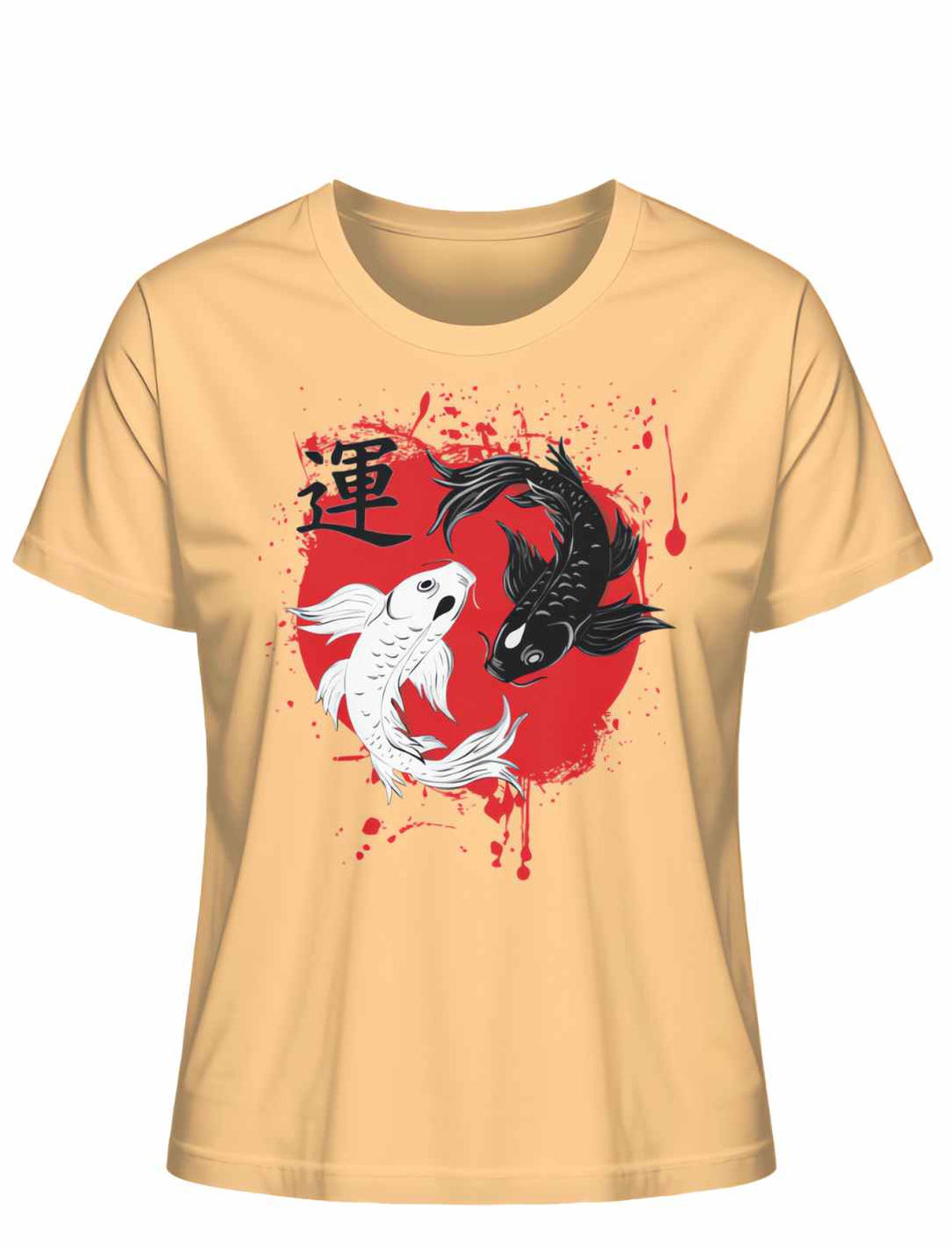 Harmonic Koi Damen T-Shirt in der Farbe Nispero – Feminines Design mit japanischem Flair