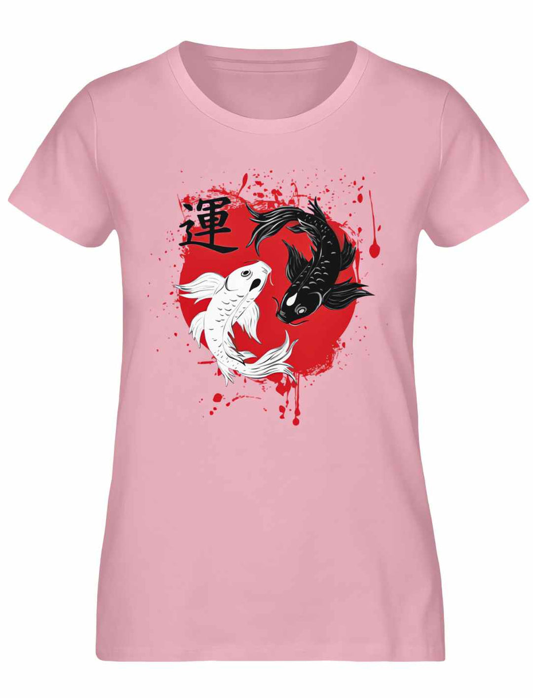Harmonic Koi Damen T-Shirt in Cotton Pink Rose – Feminines Design mit japanischem Flair