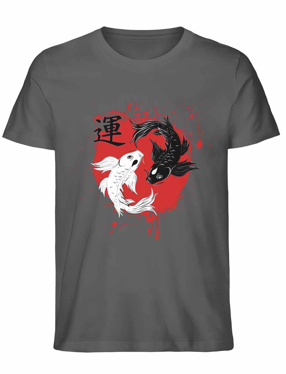 Harmonic Koi Unisex T-Shirt in Anthrazit – Dunkle Farbgebung mit kontrastreichem Koi-Design