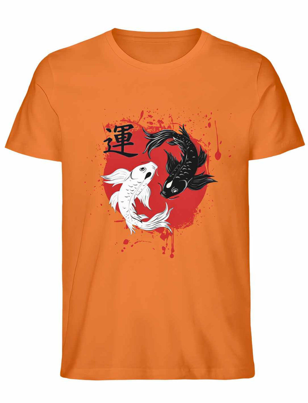 Harmonic Koi Unisex T-Shirt in Bright Orange – Lebendige Farbe, die das japanische Motiv hervorhebt.