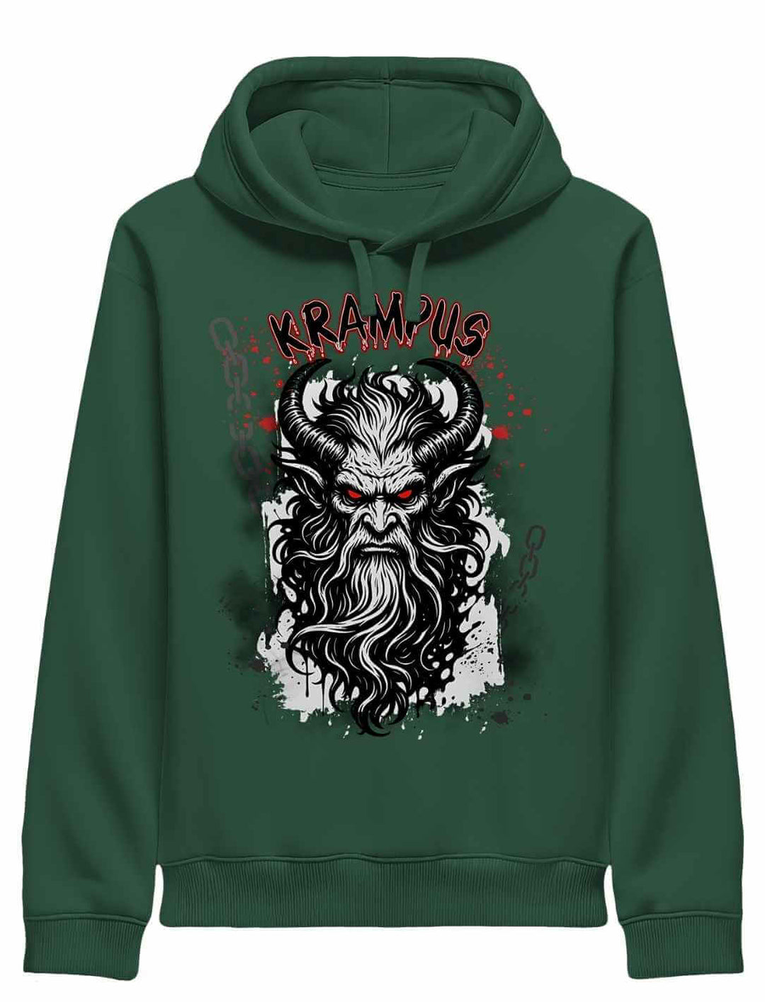 Krampus Hoodie Bottle Green – Alpenlegende Krampus Illustration