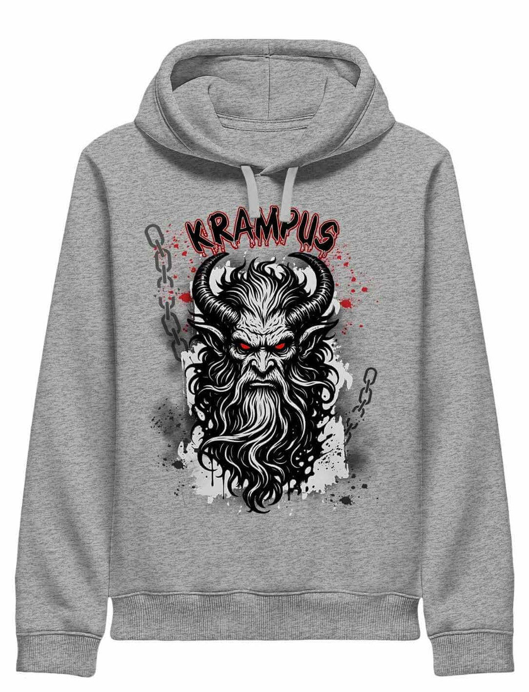 Krampus Hoodie Heather Grey – Motiv Schatten der Rauhnacht