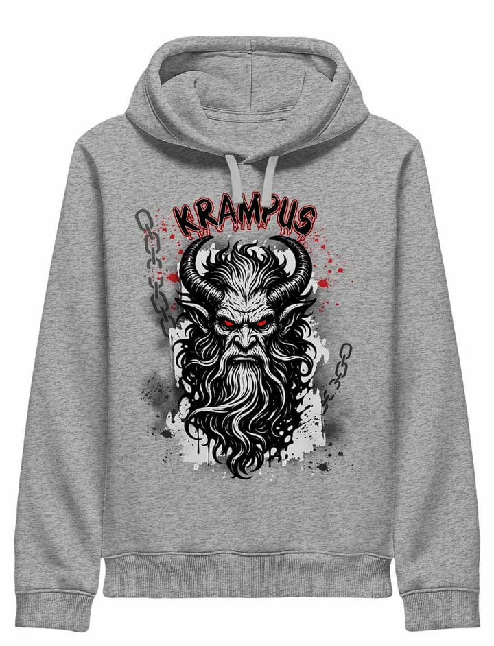 Krampus Hoodie Heather Grey – Motiv Schatten der Rauhnacht