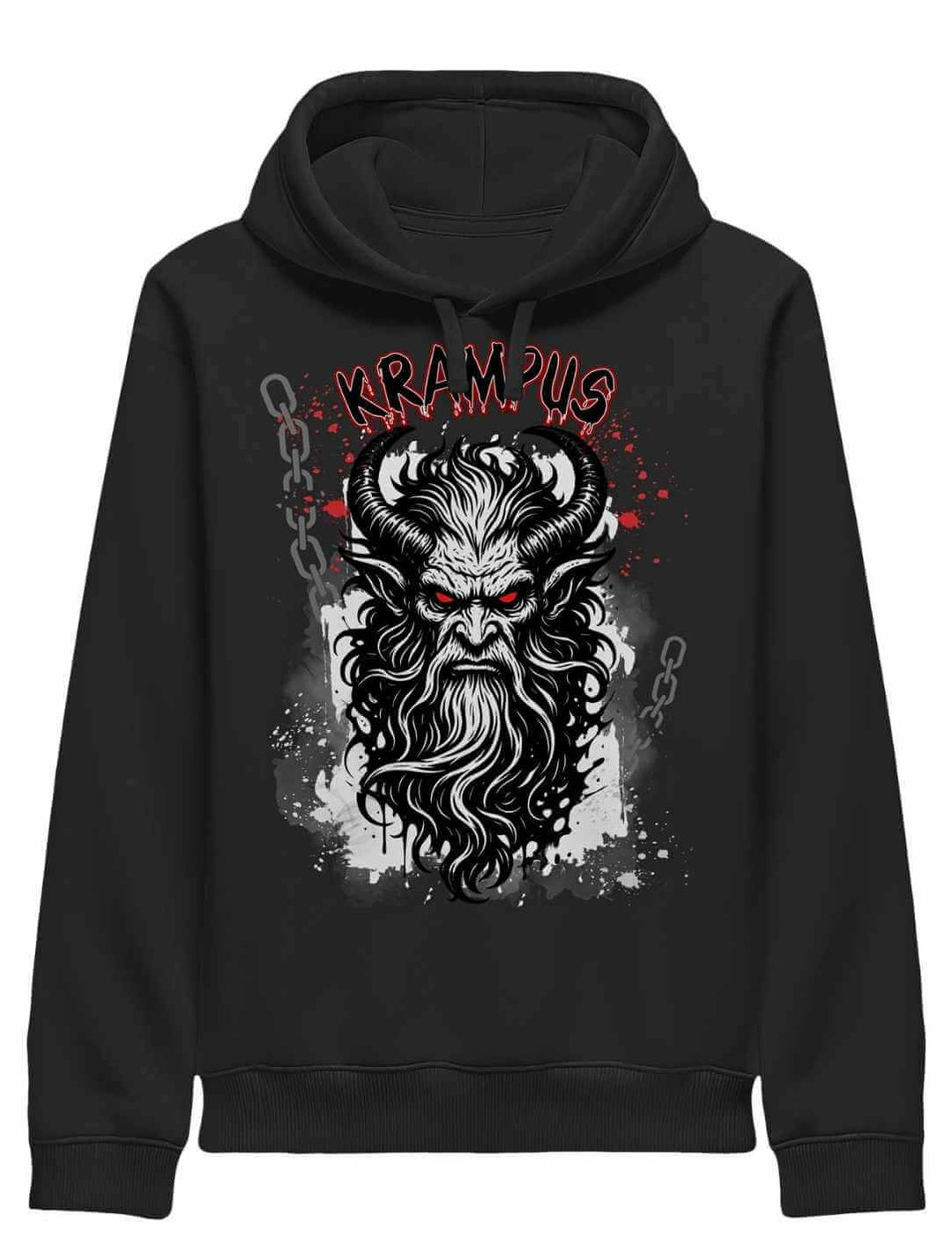 Krampus Hoodie Schwarz – Schatten der Rauhnacht Design