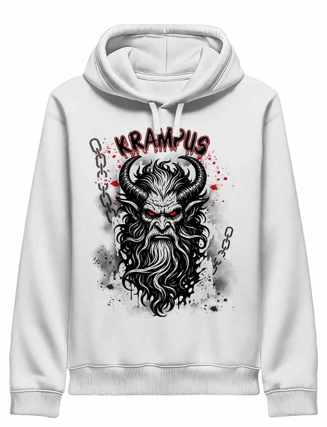 Krampus Hoodie Weiß – Rauhnacht Motiv für Männer