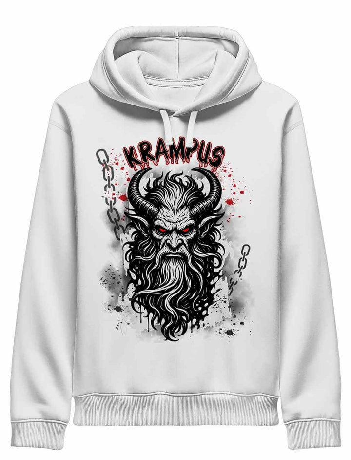 Krampus Hoodie Weiß – Rauhnacht Motiv für Männer