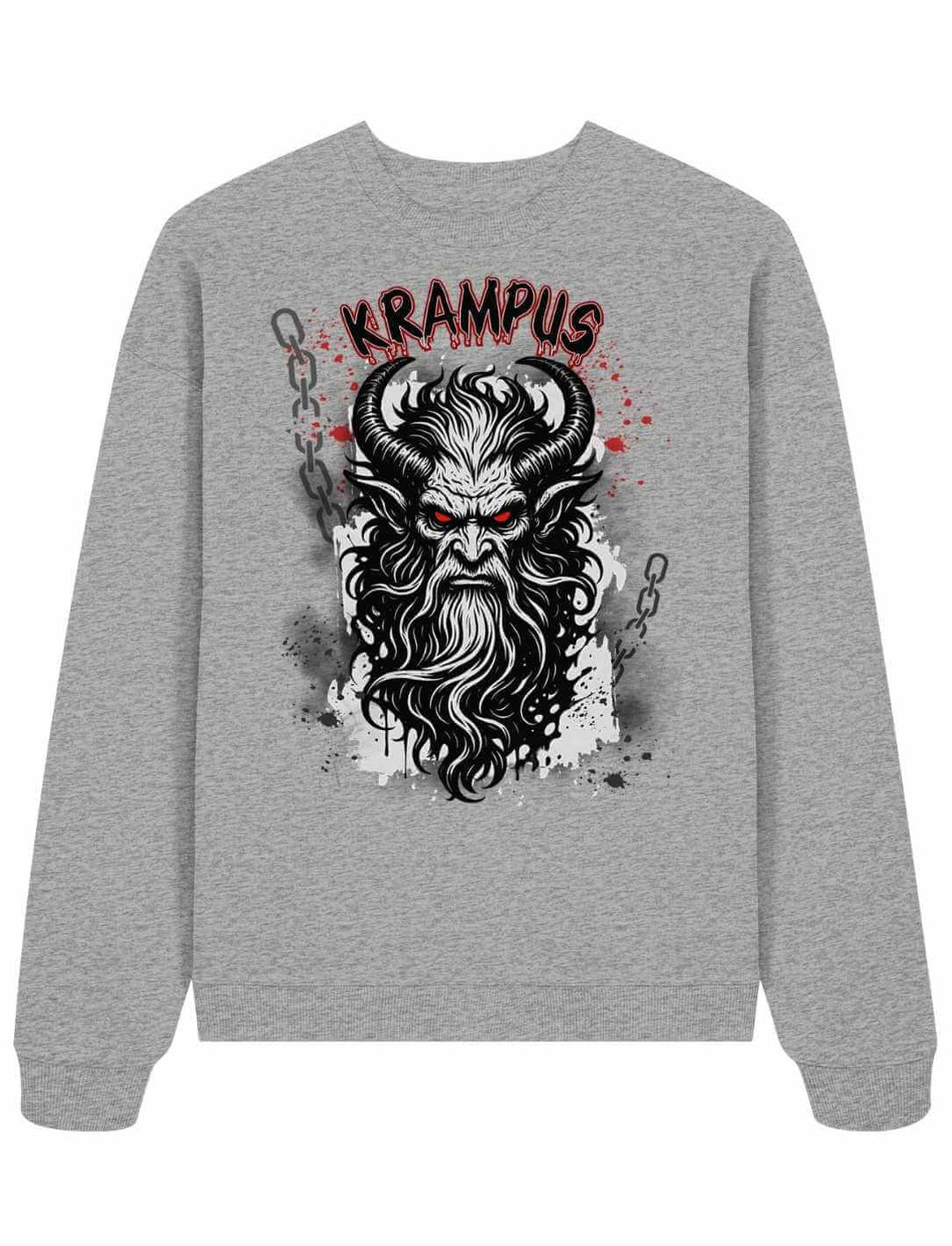 Krampus Oversized Sweatshirt Heather Grey – Alpenlegende Krampus Motiv