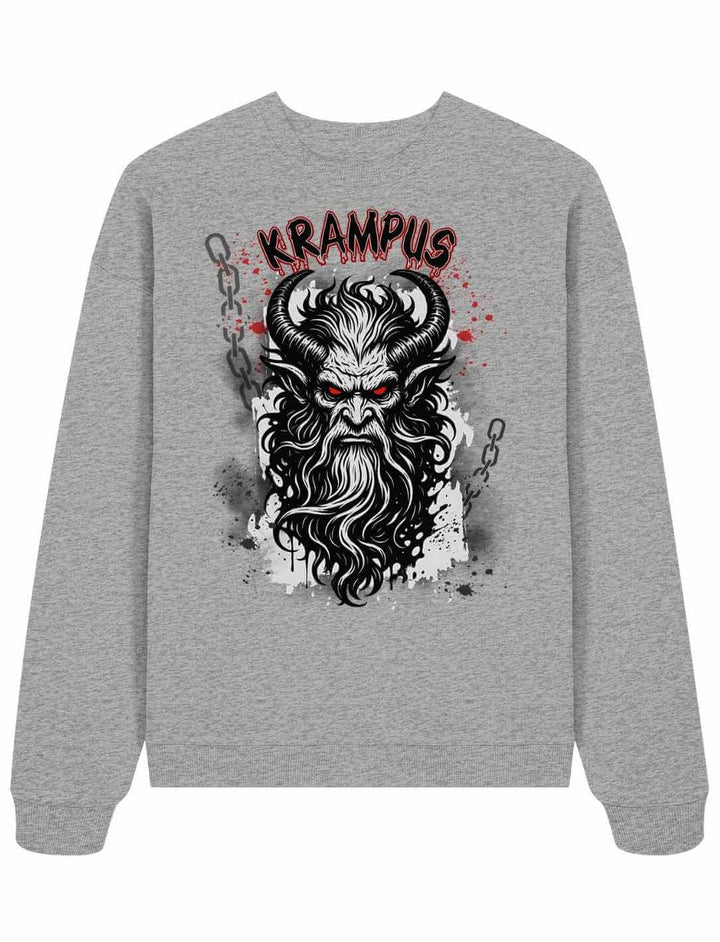 Krampus Oversized Sweatshirt Heather Grey – Alpenlegende Krampus Motiv