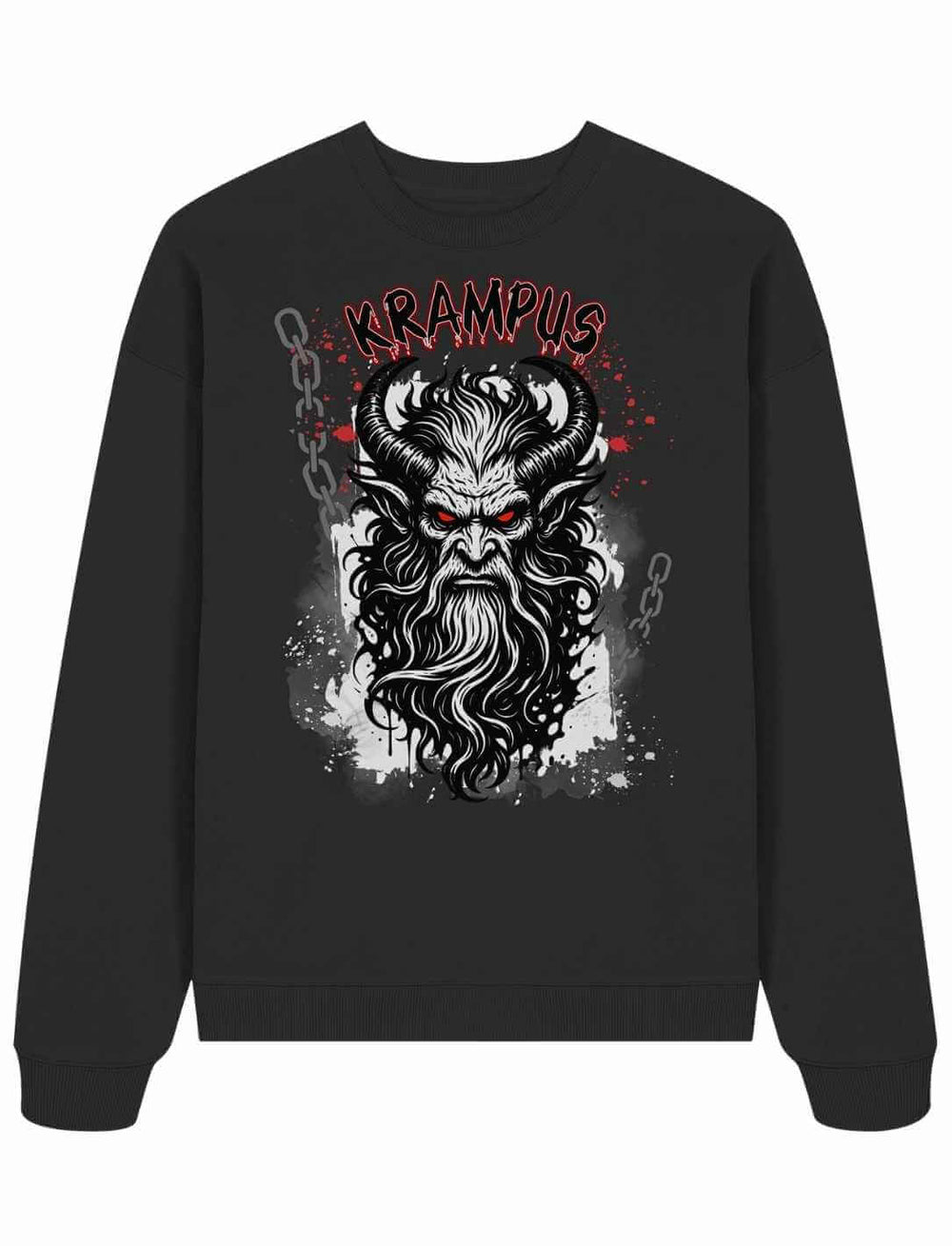 Krampus Oversized Sweatshirt Schwarz – Schatten der Rauhnacht Motiv