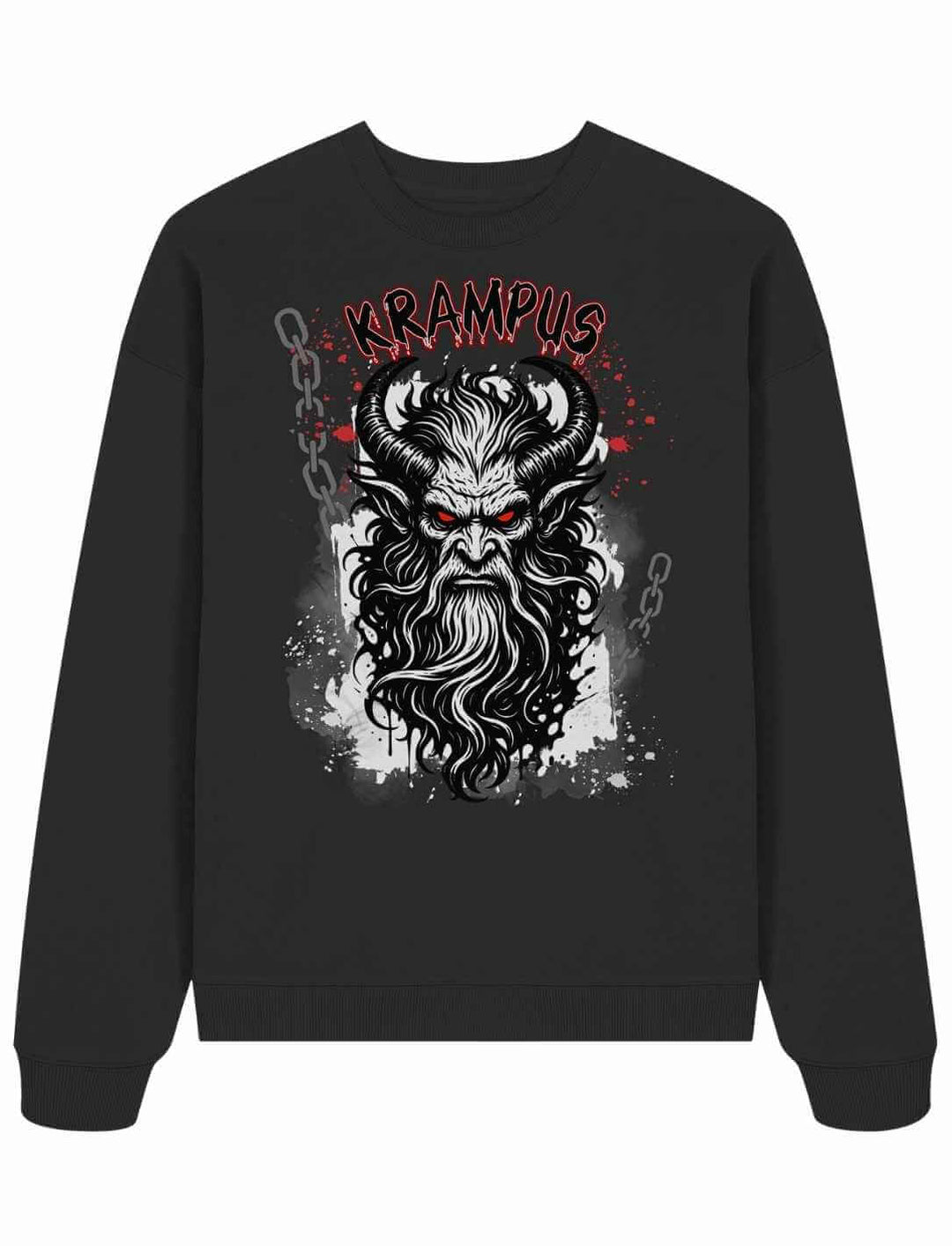 Krampus Oversized Sweatshirt Schwarz – Schatten der Rauhnacht Motiv