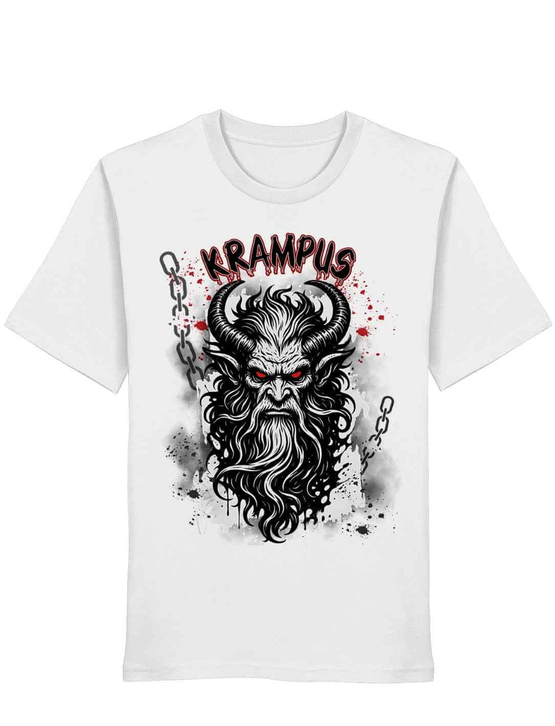 Krampus Shirt Weiß – Winterdämon Motiv Schatten der Rauhnacht