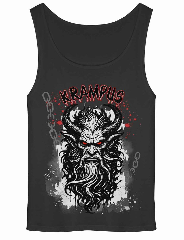 Schwarzes Herren Tank Top mit Krampus-Motiv in rot und weiß
