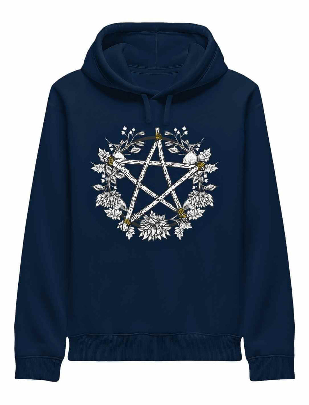 Kreis der Elemente Hoodie in french navy mit naturspirituellem Pentakel