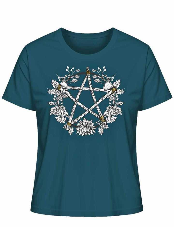 Stargazer Damen Bio Shirt mit Pentakel Motiv – Kreis der fünf Elemente Wicca