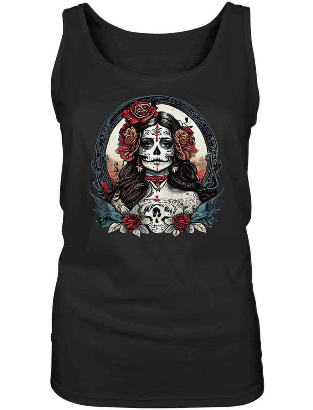 Damen La Catrina Tank Top aus Bio-Baumwolle in elegantem Schwarz – Runental.de