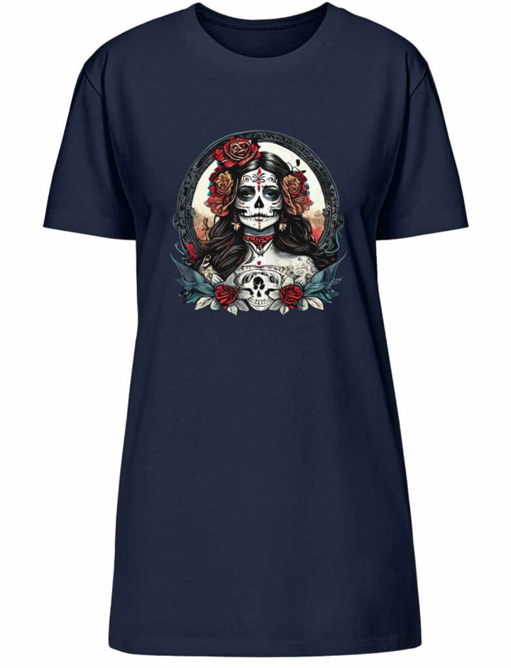 La Catrina Organic T-Shirt Kleid in stilvollem French Navy – Runental.d