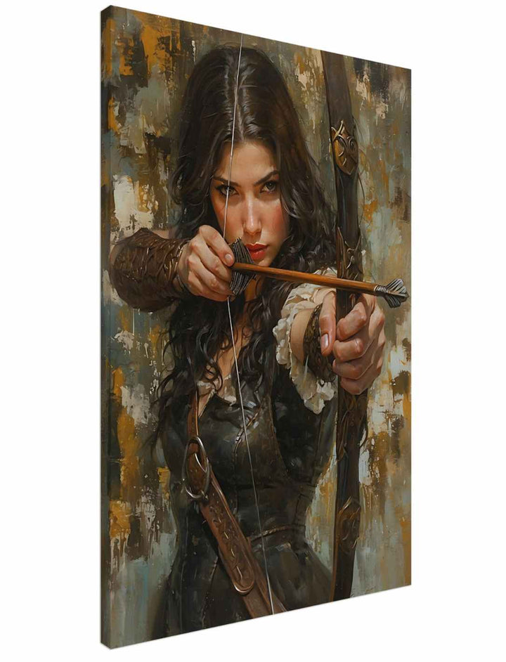 Lady Marian vom Sherwood Forest – Leinwand im Ölgemälde-Look, Größe 60x90 cm, auf weißem Hintergrund.