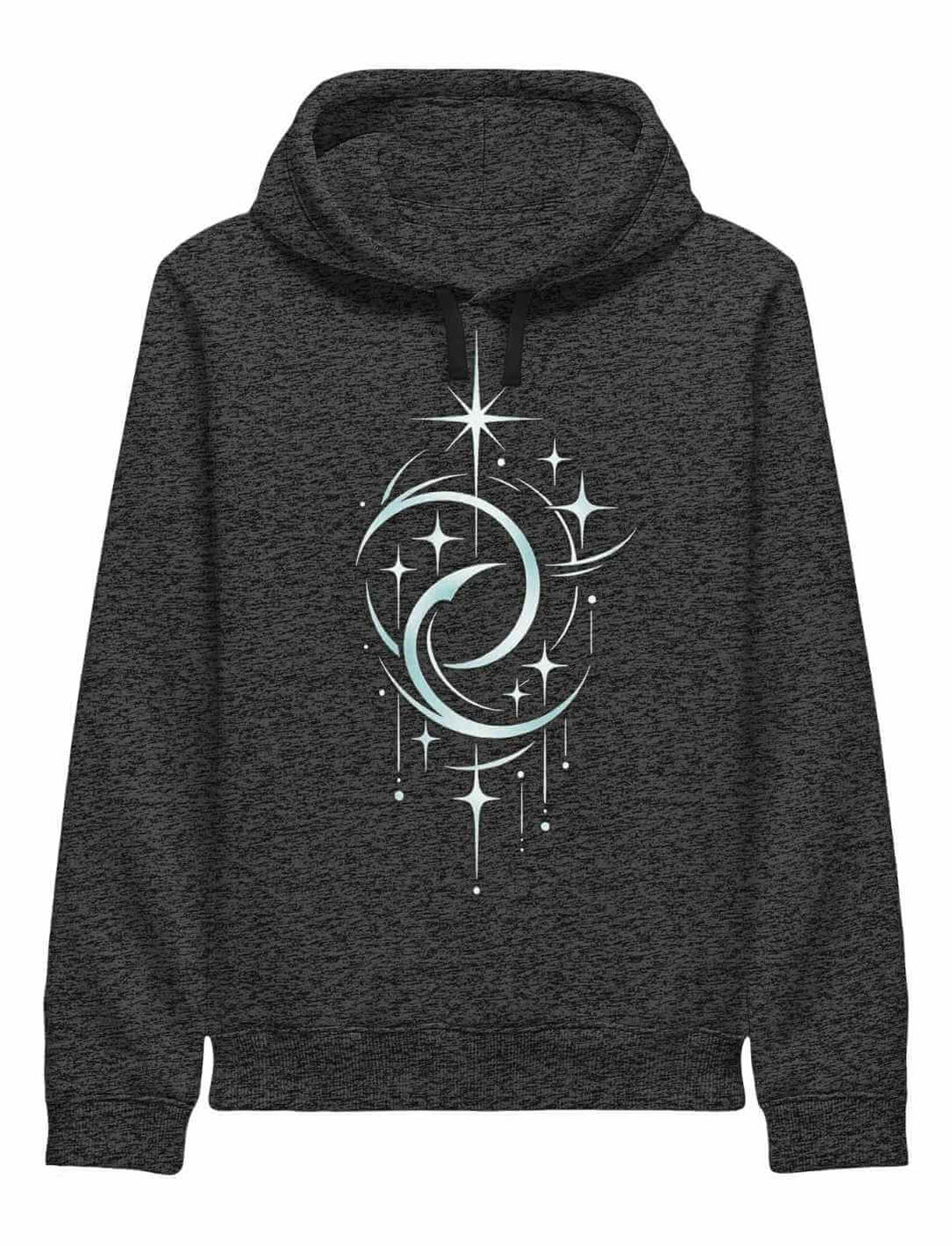 Hoodie dunkelgrau Mondmotiv mit Sternen Baumwolle Kapuze