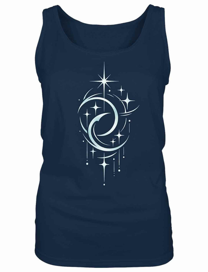 Doppelmond Tank Top Damen navy Balance Motiv leicht körperbetont