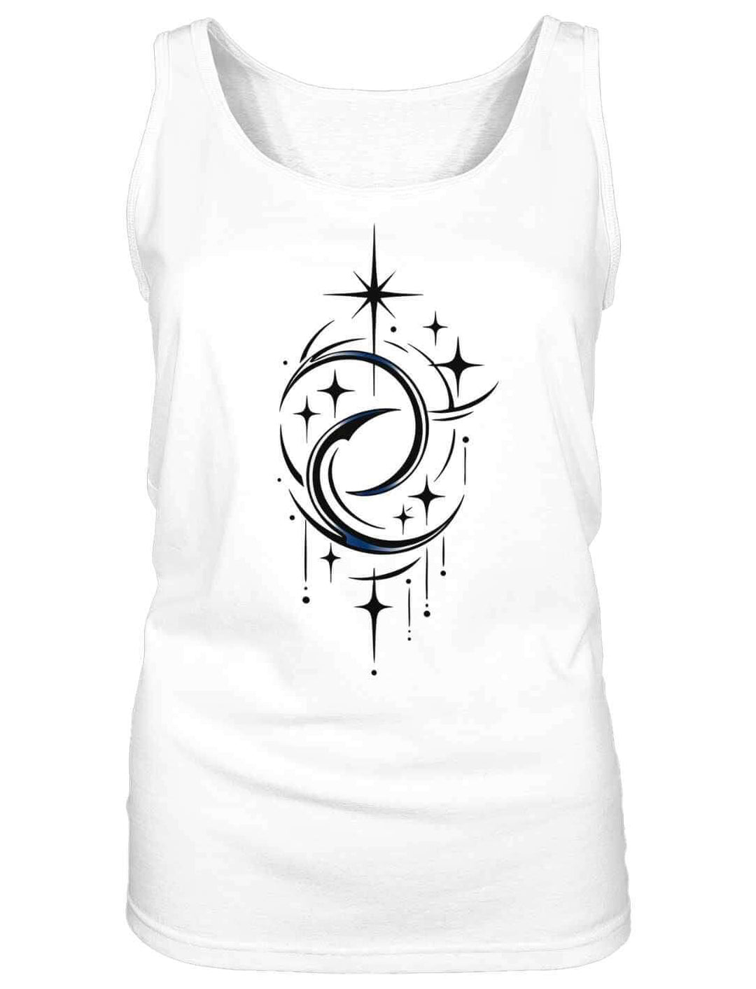 Doppelmond Tank Top Damen weiß Baumwolle Balance Symbol
