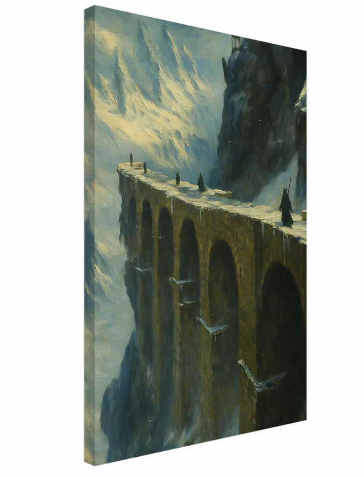 „Pass der Winterlande“ – atmosphärischer Digitaldruck auf Canvas, auf Holz gespannt, Format 40×60 cm, mit einer mystischen Bergszene voller Tiefe.