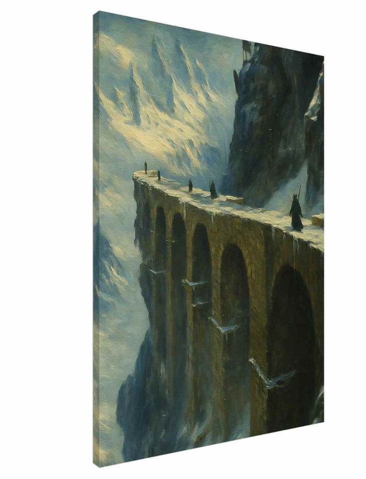 „Pass der Winterlande“ – monumentaler Digitaldruck auf Canvas, auf Holz gespannt, Format 70×100 cm, entführt den Betrachter in eine ferne, winterliche Fantasiewelt.