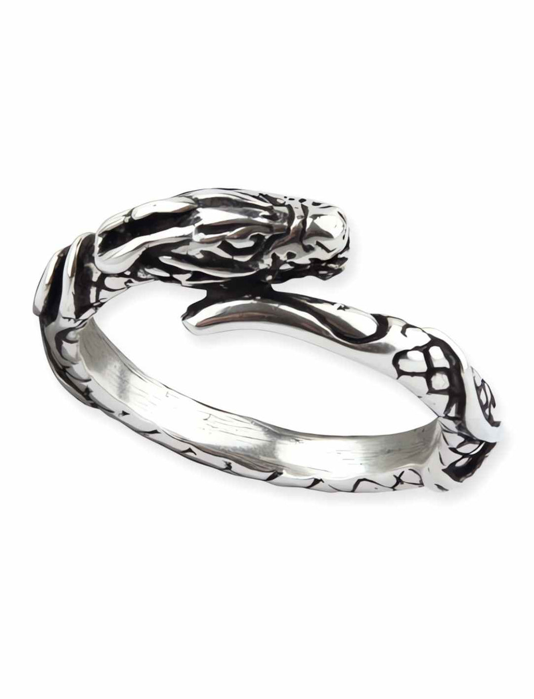 Ring des Drachenhüters – Verstellbarer Drachenring aus 925 Sterling Silber auf weissem Hintergrund