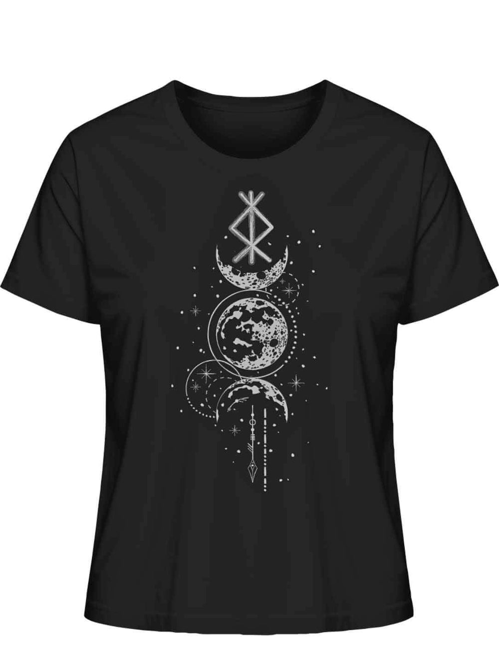 Damen T-Shirt - Rune des Mondschein Wächters, nordisches Design in der Farbe schwarz. Von Runental.de