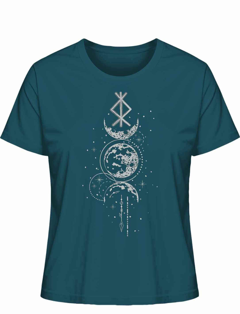 Damen T-Shirt - Rune des Mondschein Wächters, nordisches Design in der Farbe stargazer. Von Runental.de