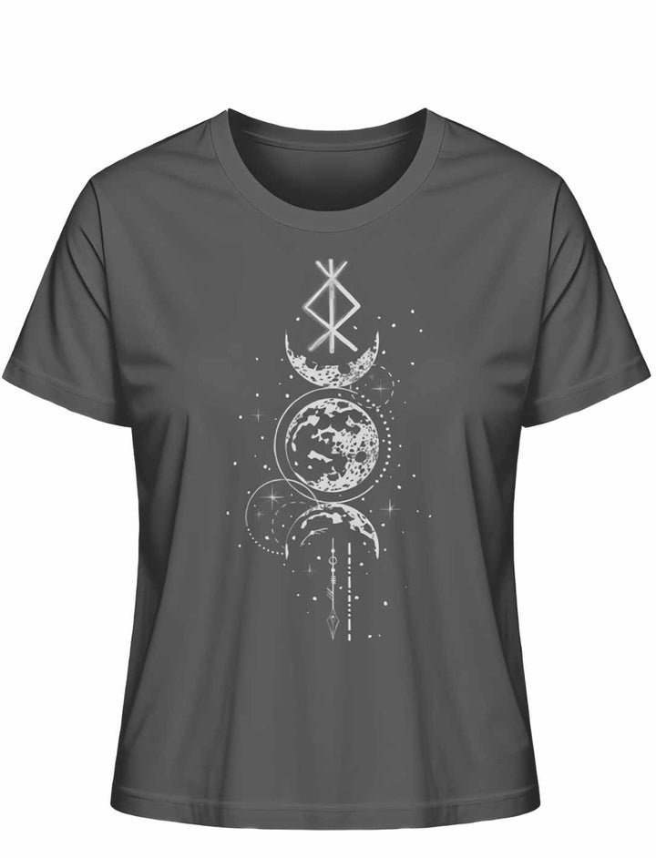 Damen T-Shirt - Rune des Mondschein Wächters, nordisches Design in der Farbe anthrazit. Von Runental.de