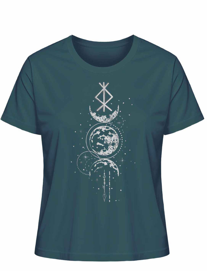 Damen T-Shirt - Rune des Mondschein Wächters, nordisches Design in der Farbe stargazer. Von Runental.de