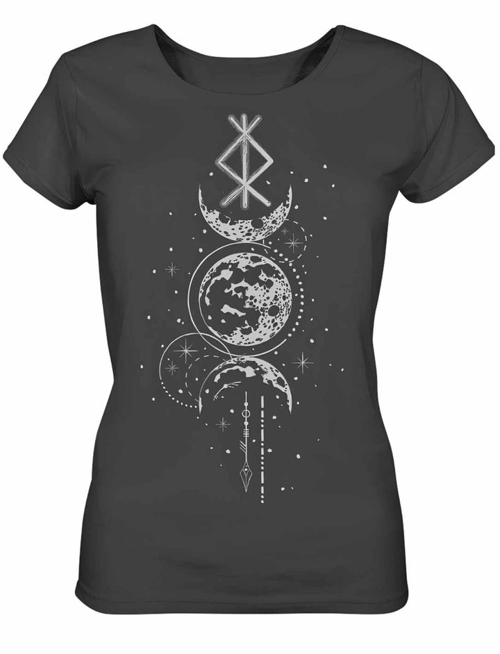 Damen T-Shirt - Rune des Mondschein Wächters, nordisches Design in der Farbe anthrazit. Von Runental.de