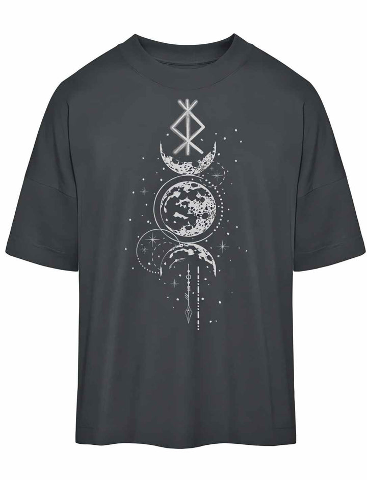 Oversized Shirt - Rune des Mondschein Wächters, nordisches Design in India Ink Grey. Von Runental.de