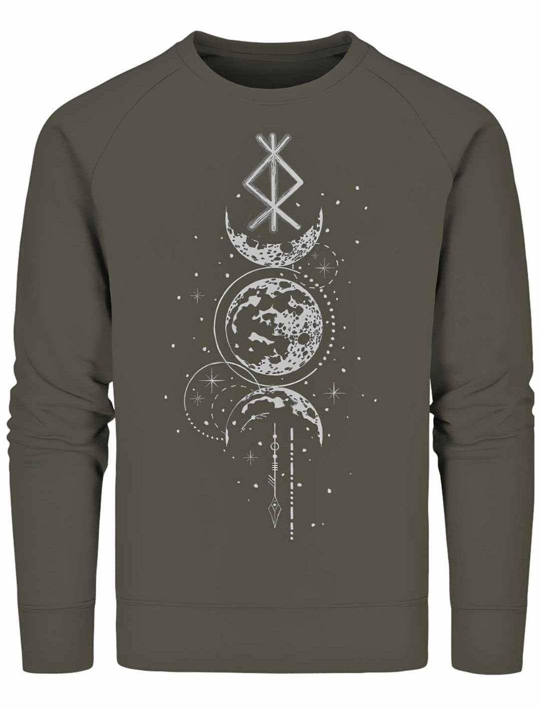 Sweat Shirt - Rune des Mondschein Wächters, nordisches Design in khaki. Von Runental.de