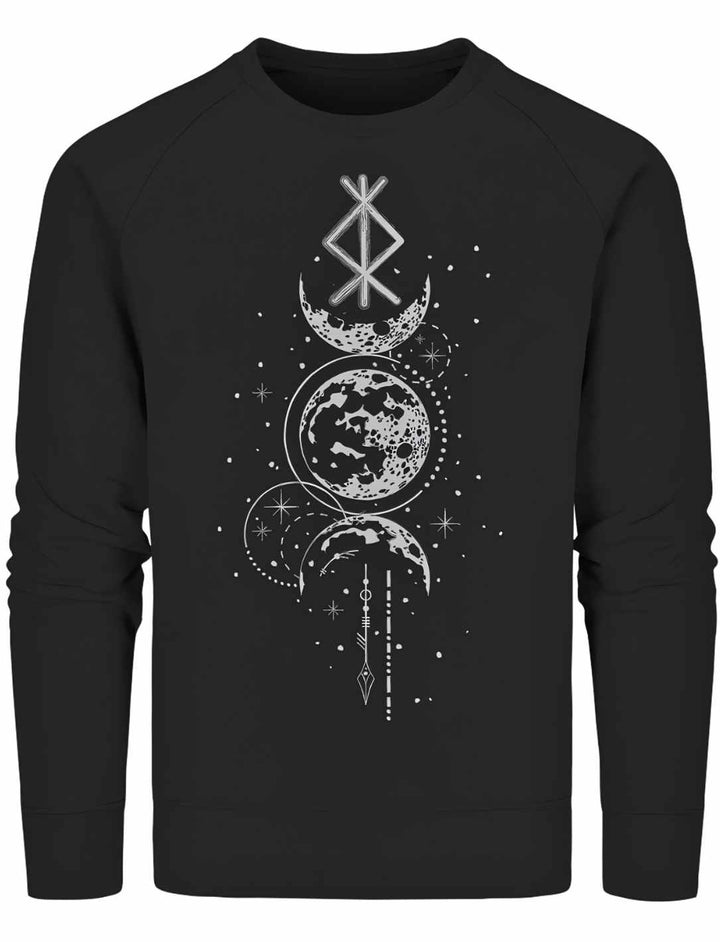 Sweat Shirt - Rune des Mondschein Wächters, nordisches Design in Schwarz. Von Runental.de