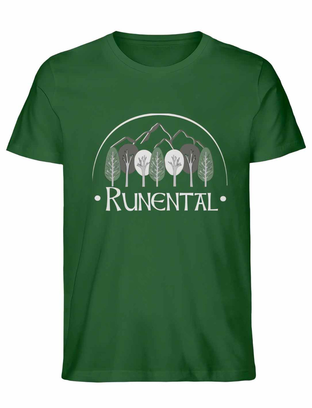 Flaschengrünes Runental Fanwear Unisex Organic T-Shirt, Produktdarstellung.