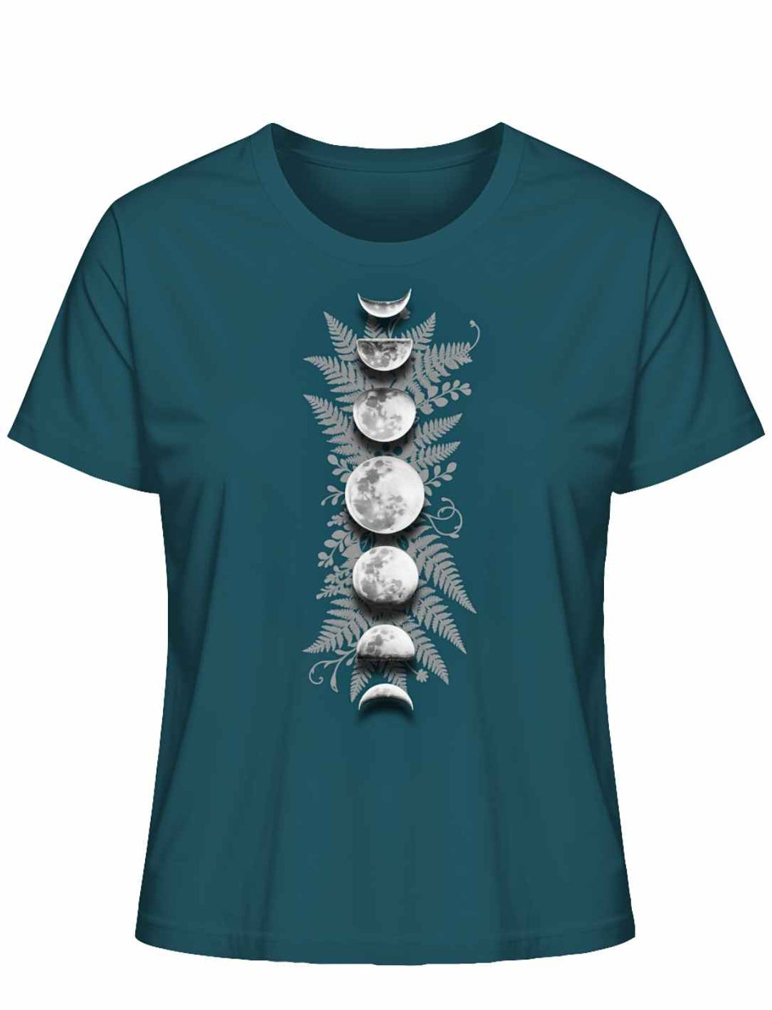 Sacred Moon – Forest Mysteries Damen Organic Shirt Stargazer mit vertikalem Mondphasen Design