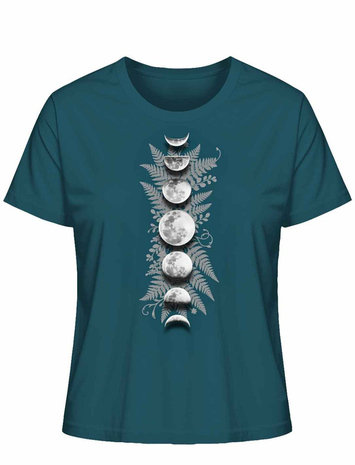 Sacred Moon – Forest Mysteries Damen Organic Shirt Stargazer mit vertikalem Mondphasen Design
