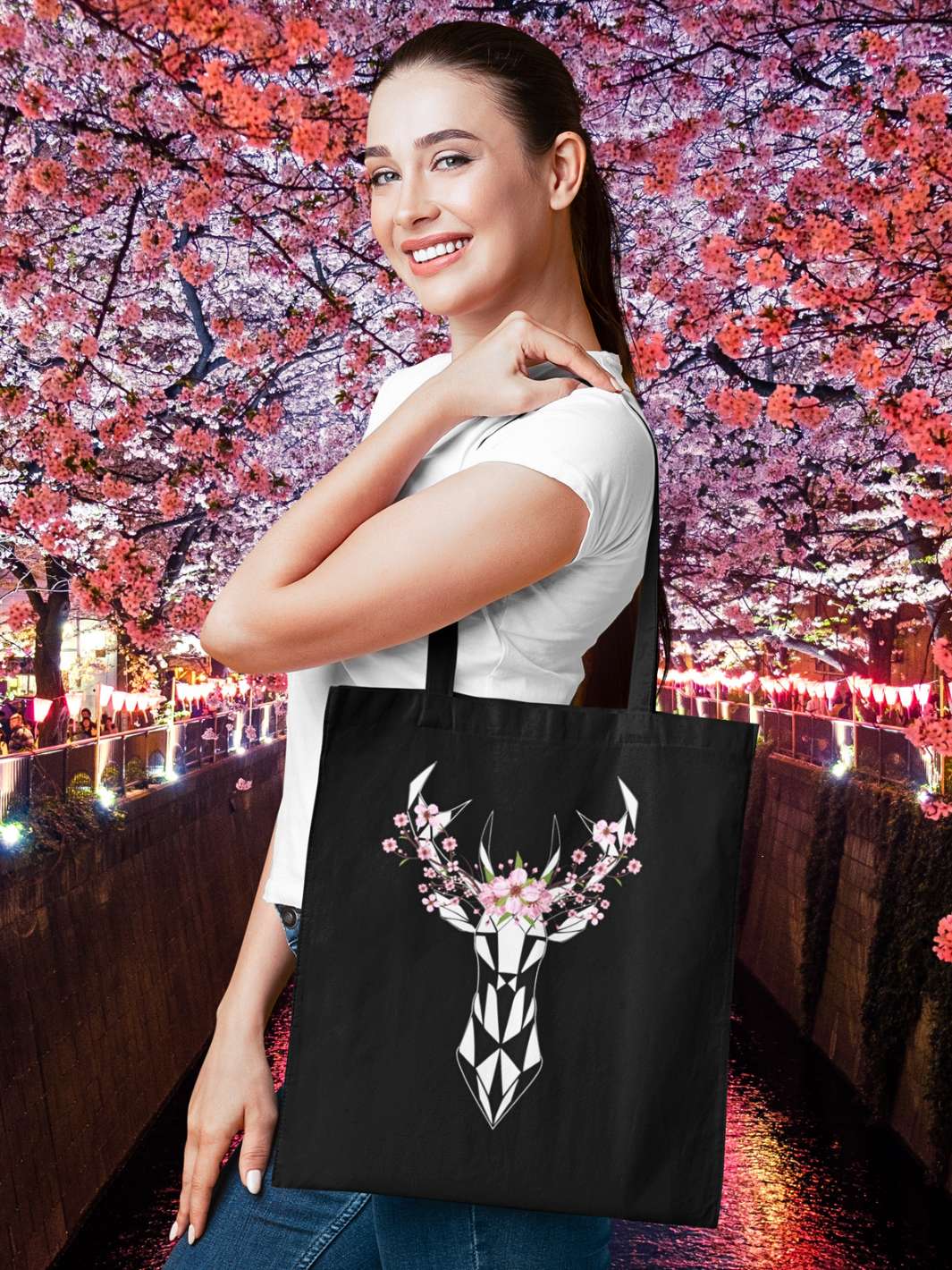 Sakura Deer - Tragetasche - Organic Tote Bag