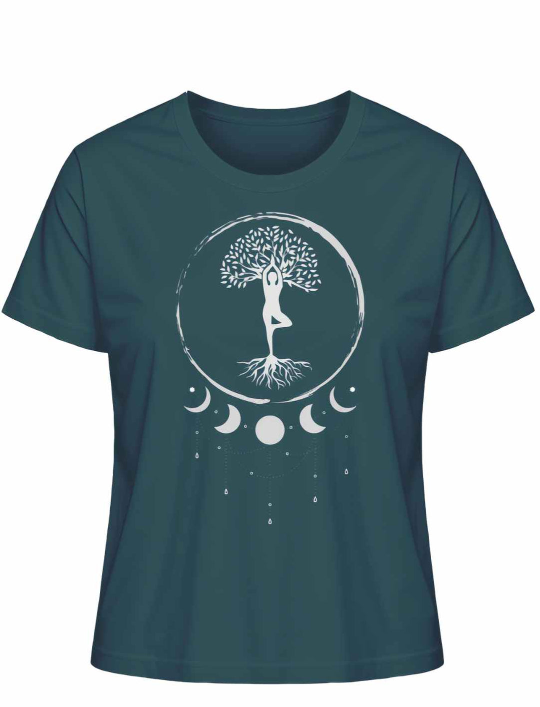 Seelenbaum der Mondträumer T-Shirt in Stargazer, flache Ansicht auf weißem Hintergrund - Runental.de