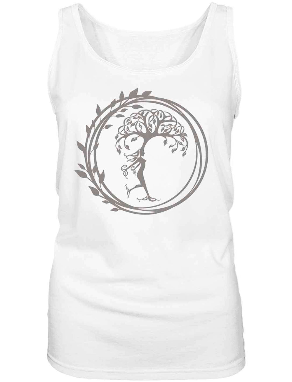 Weisses Silvaner Lebensbaum Damen Tank-Top von Runental.de, flach präsentiert.