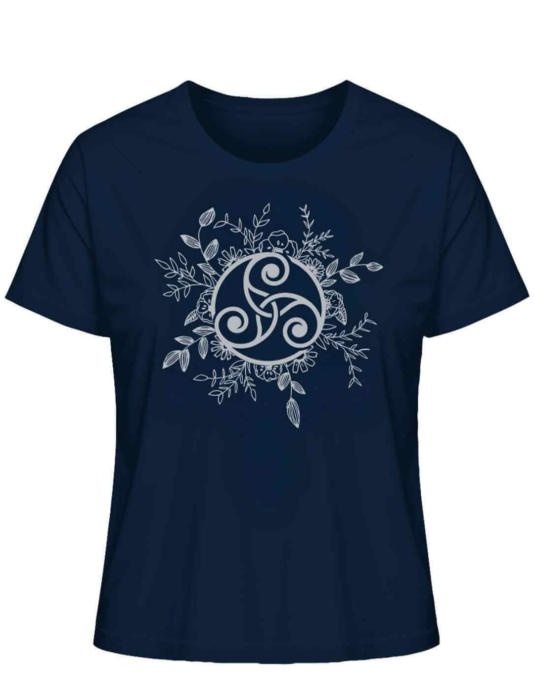 Triskele der ewigen Wandlung Damen Organic Shirt in Navyblau – mystisches Shirt mit keltischem Triskele-Zeichen
