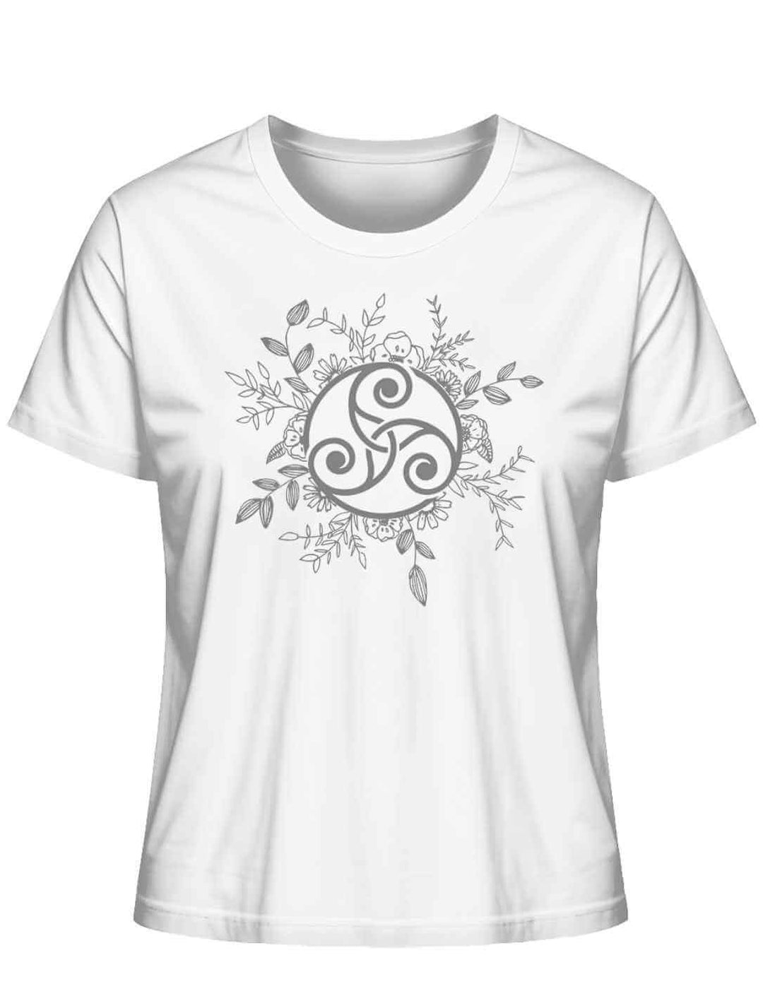Triskele der ewigen Wandlung Damen Organic Shirt in Weiß – zartes Design mit keltischem Symbol der Wandlung