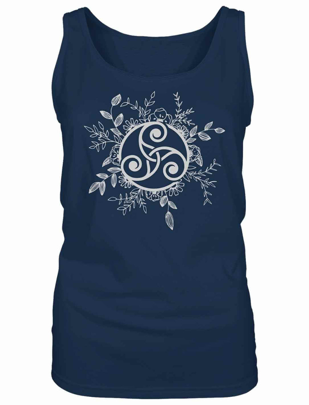 Triskele der ewigen Wandlung – Damen Tank Top Navy Blau – Keltisches Motiv für Balance und Wandlung