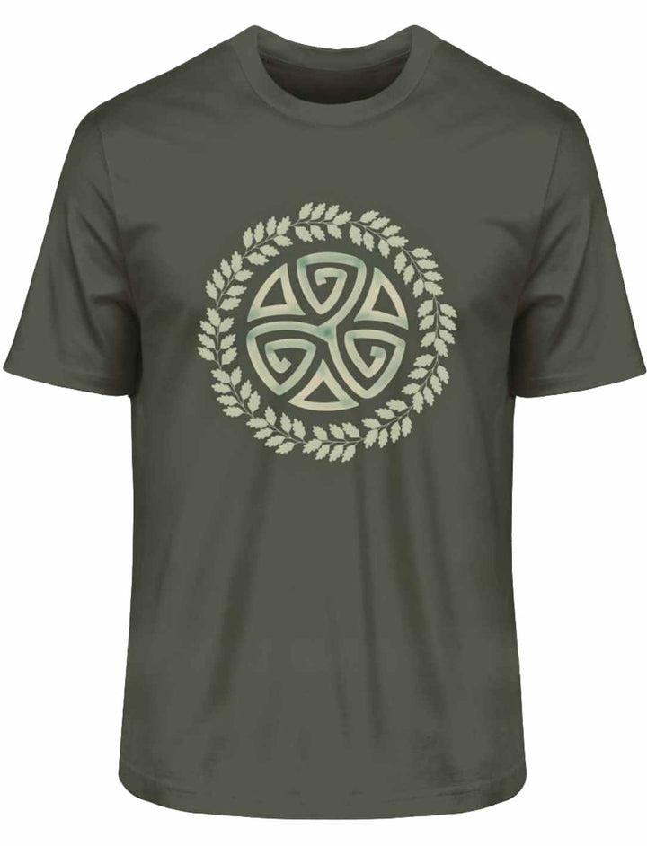 Triskele des Waldes T-Shirt in khaki – Keltische Symbolik und Naturverbundenheit