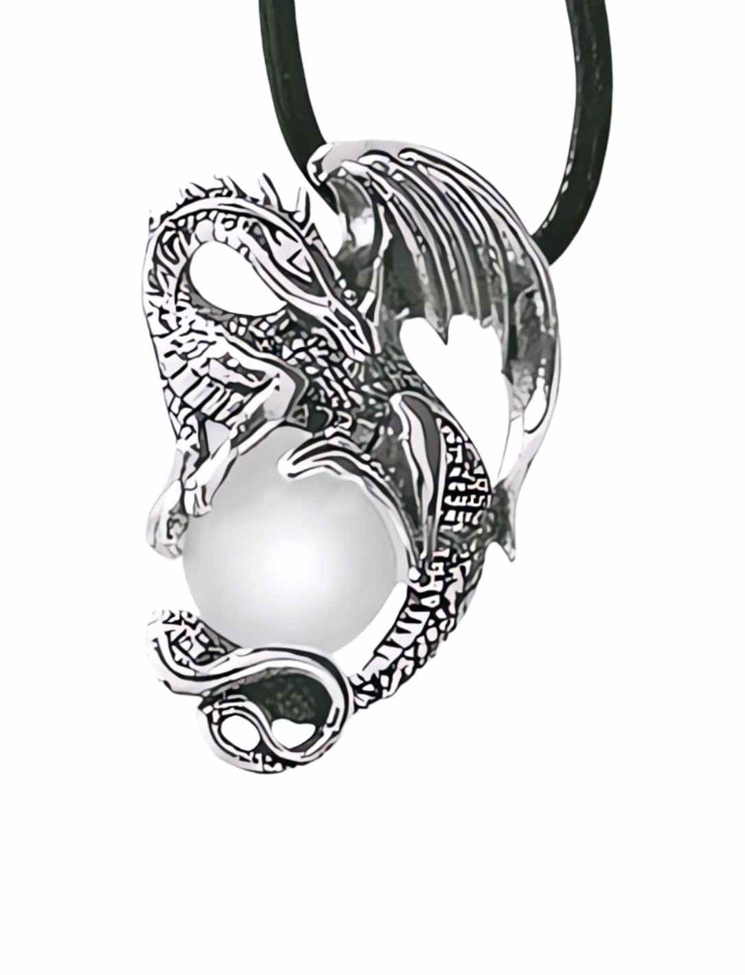 Drachenanhänger 'Wächter von Midgard' aus Sterling Silber mit Kristallkugel auf weißem Hintergrund – Runental.de