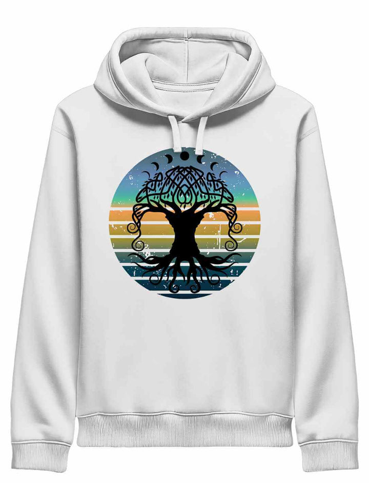 Weißer Damen-Hoodie mit Baum des Lebens-Print und sanfter Farbgebung – stilvoll & gemütlich | Runental
