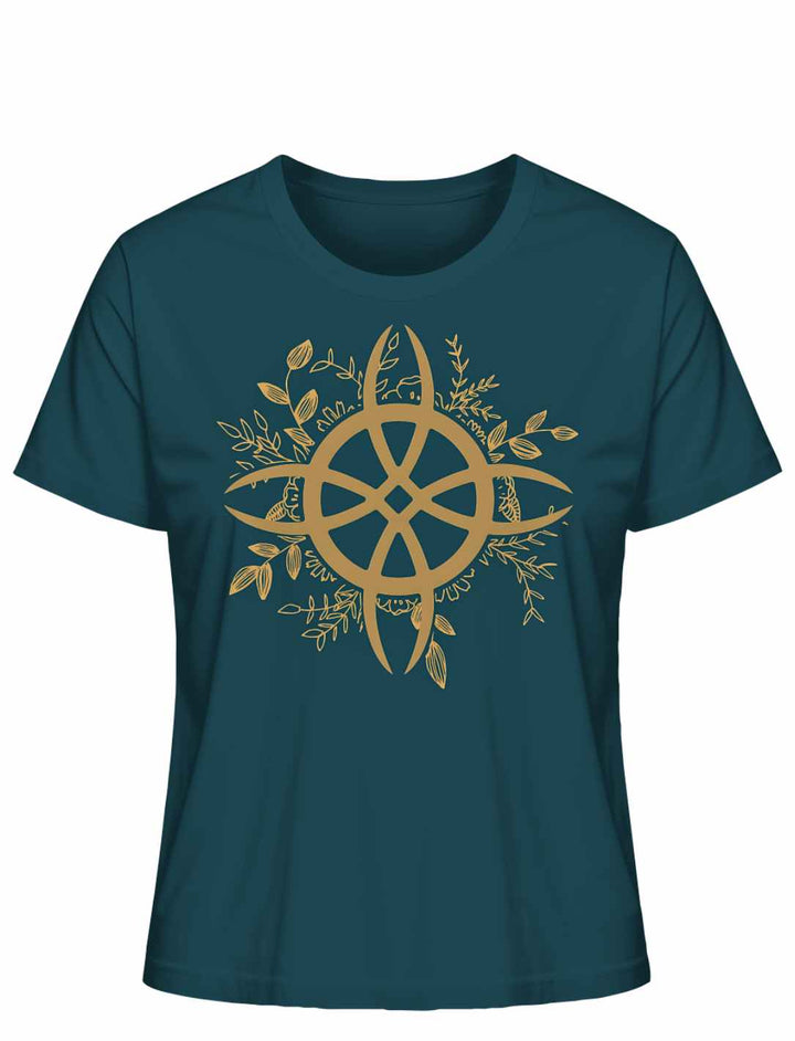 T-Shirt in Stargazer mit 'Zirkel der grünen Magie' Symbol, kombiniert Eleganz und das Mysterium der grünen Magie für den alltäglichen Zauber.