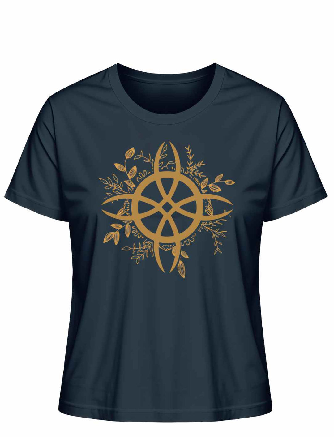 T-Shirt in French Navy mit 'Zirkel der grünen Magie' Symbol, kombiniert Eleganz und das Mysterium der grünen Magie für den alltäglichen Zauber.