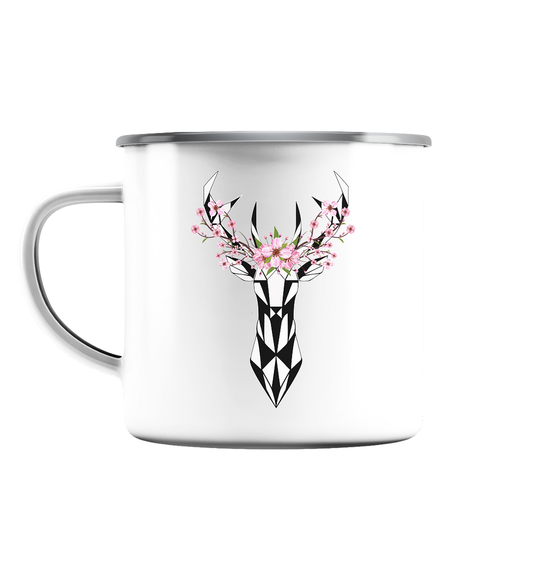 (Vorlage) Sakura Deer - Emaille Tasse (Silber) - runental